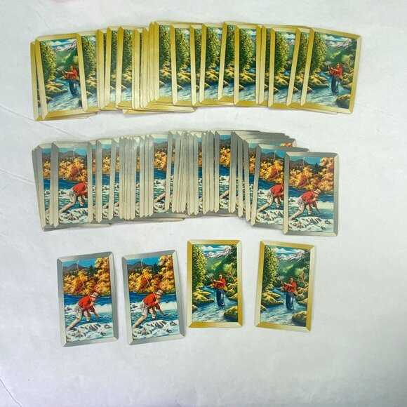 Vintage Duratone 2 Deck Playing Cards Hard Case Fishing - Picture 6 of 9